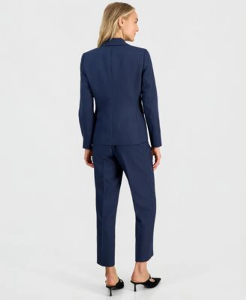 Kasper Womens Mini Check Print Long Sleeve Jacket Mid Rise Ankle Pants