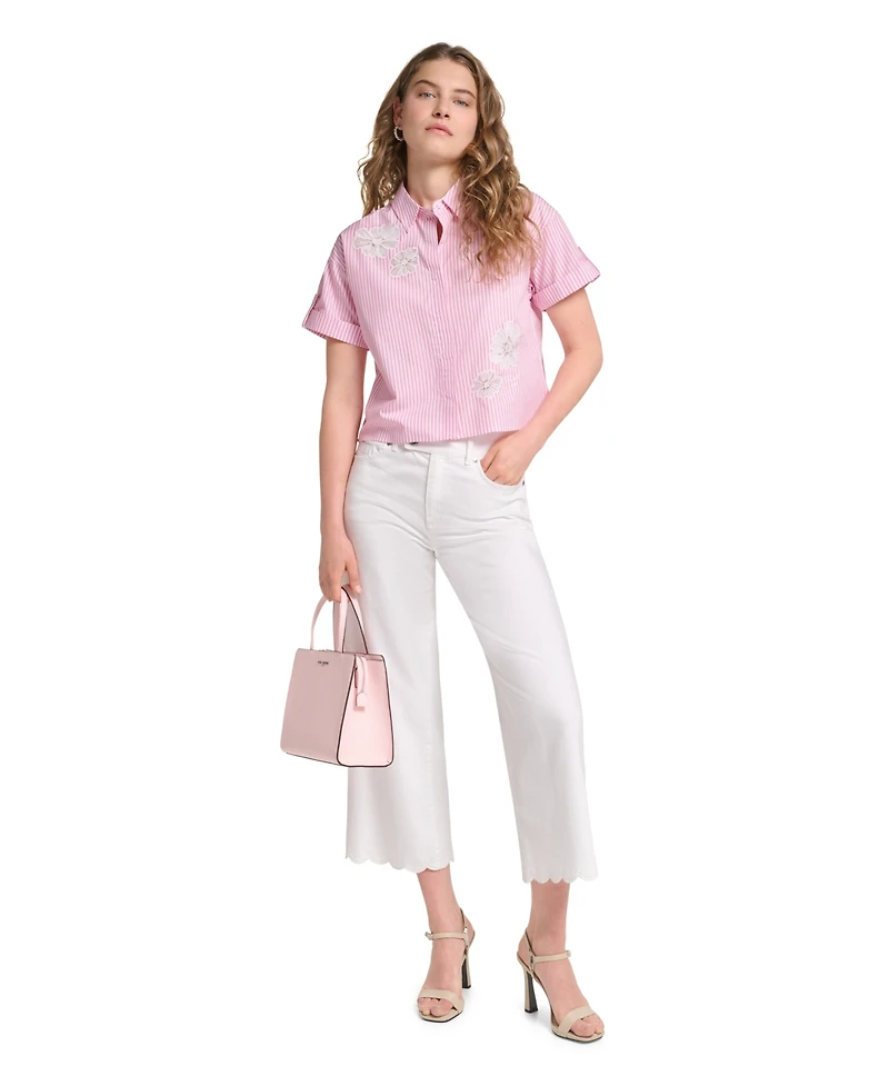 Karl Lagerfeld Paris Petite Floral Embroidered Top