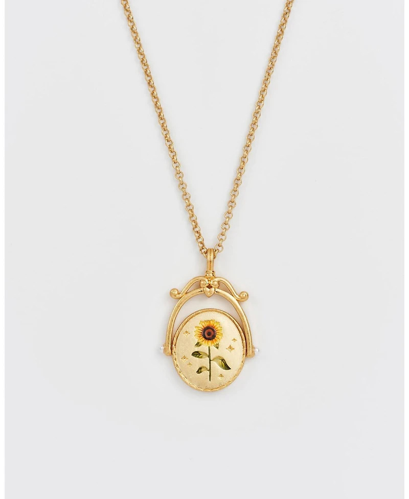 Fable England S Initial Sunflower Gold Spinner Chain Necklace