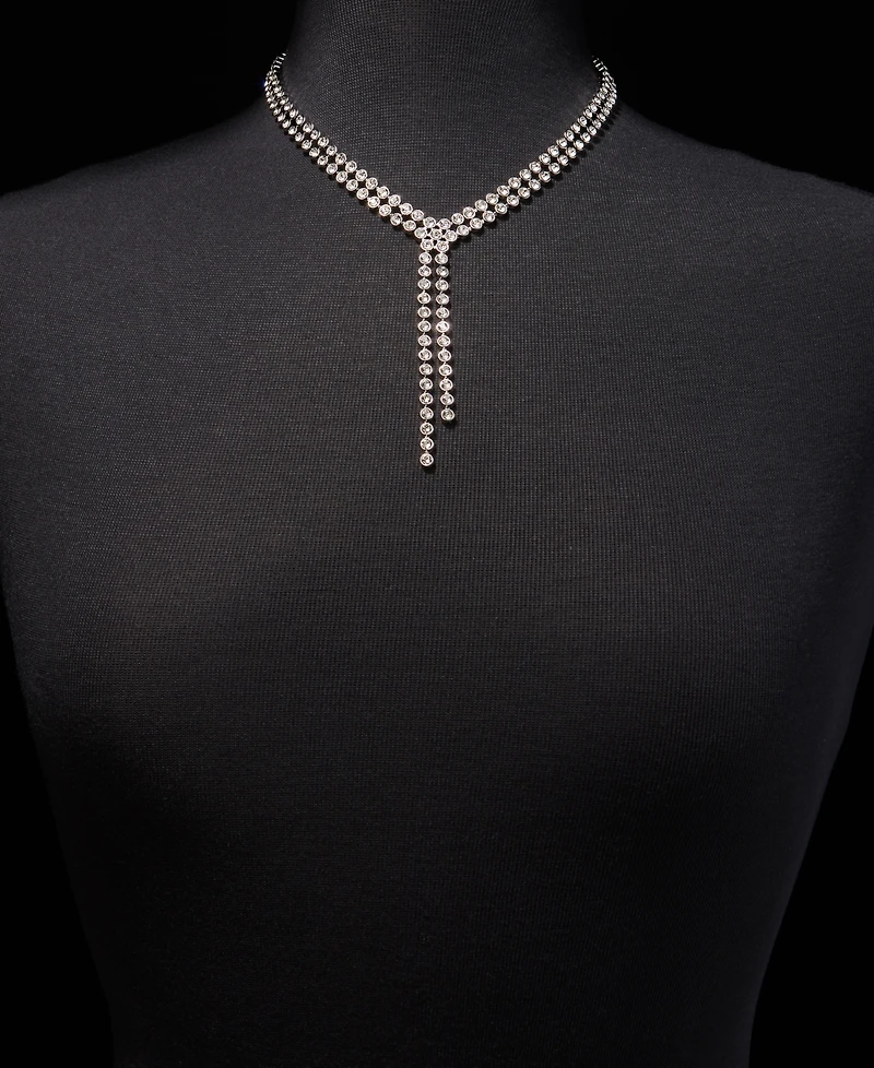 Givenchy Pave Double Row Lariat Necklace, 16" + 3" extender