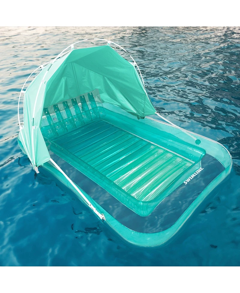 Swimline Original Inflatable Suntan Tub Lounge Float with Adjustable Shade, Mint