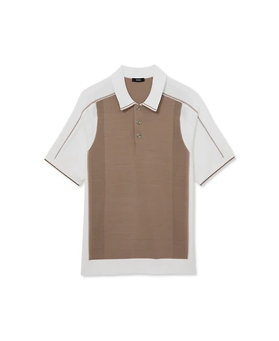 Reiss Men's Claremont Half Button Color block Polo Shirt