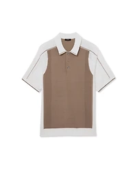 Reiss Men's Claremont Half Button Color block Polo Shirt