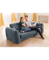 Intex Queen Size Inflatable Pull-Out Sofa Bed Couch and Chair Sleeper, Dark Gray