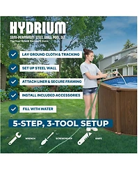 Bestway Hydrium 24'x12'x52" Oval Above Ground Swimming Pool Set, Brown Woodgrain