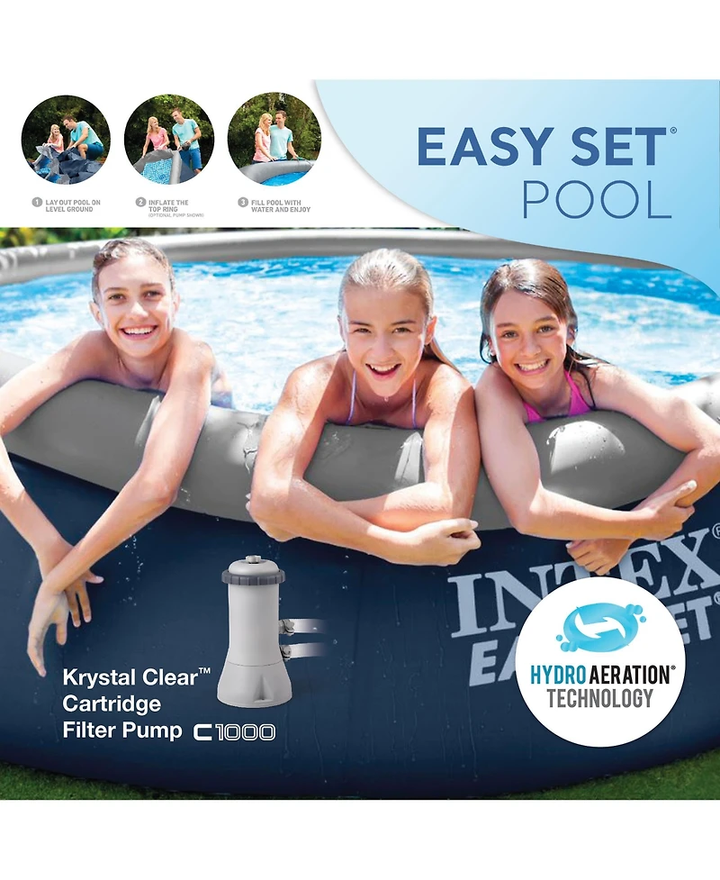 Intex Easy Set 15' x 42" Round Inflatable Outdoor Above Ground Swimming Pool Set
