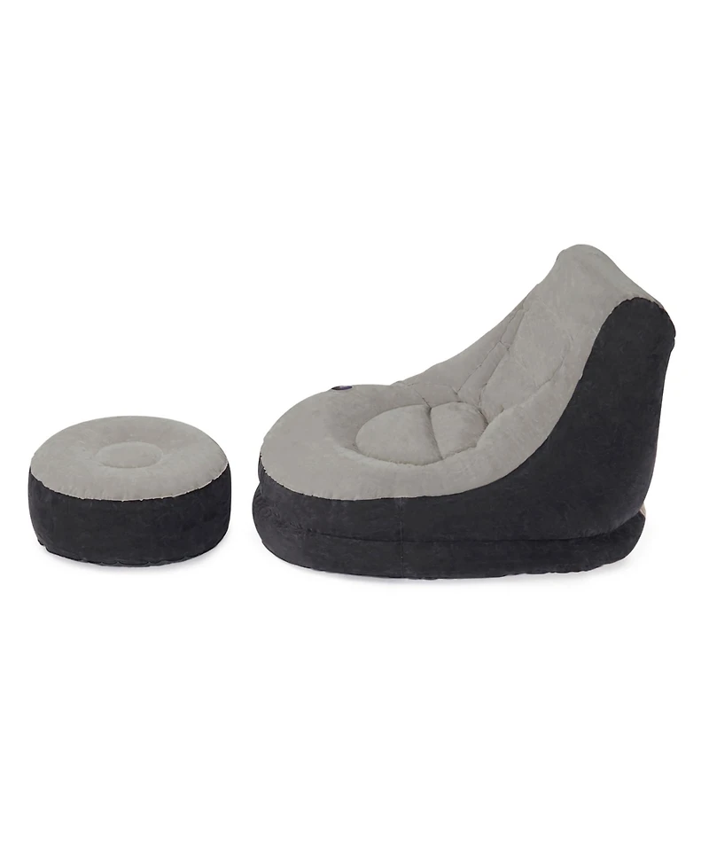 Intex Inflatable Ultra Lounge Chair With Cup Holder & Ottoman Set, Gray (5 Pack)
