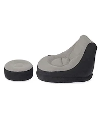 Intex Inflatable Ultra Lounge Chair With Cup Holder & Ottoman Set, Gray (5 Pack)