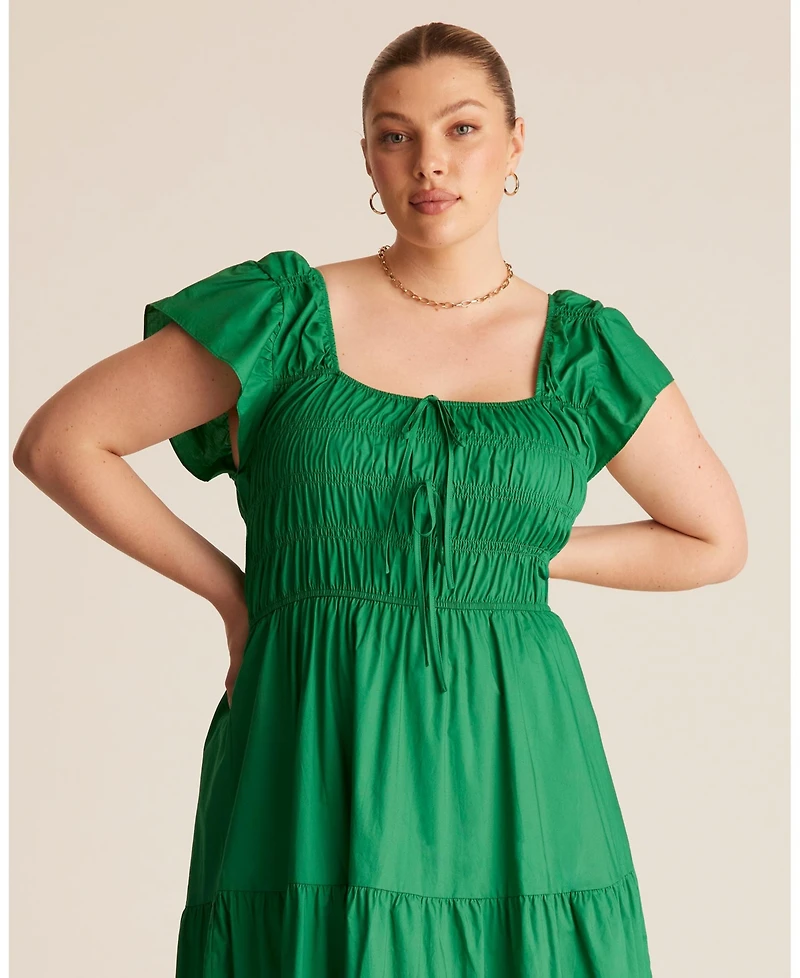 Estelle Women's Alana Cotton Tiered Fit Flare Midi Dress