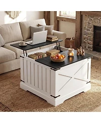 Gymax 31.5'' Farmhouse Lift Top Coffee Table w/Hidden Storage Compartment for Home