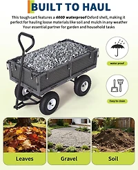 gaomon 400 lbs Heavy Duty Steel Garden Cart with Removable Mesh Sides 10in All-Terrain Pneumatic Tires 180 Rotating Handle Utility Wagon