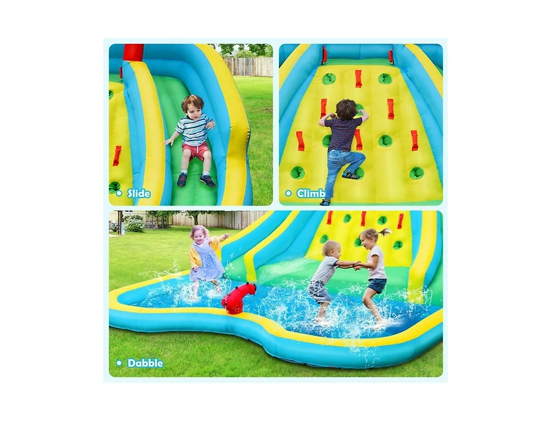 Slickblue Kids Inflatable Water Slide Bounce House with Climbing Wall With Blower