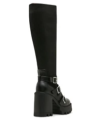 Madden Girl Women's Kuddle Buckle Platform Lug Knit Boots