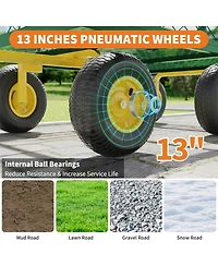 gaomon 1400 Lbs Heavy-Duty Steel Garden Cart 3-in-1 Wagon with 13-Inch All-Terrain Tires Rotating Handle and Removable Mesh Sides for Outdoor