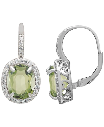 Macy's Green Amethyst (4.8 ct. t.w.) & White Topaz (0.56 ct. t.w.) Earrings in Sterling Silver