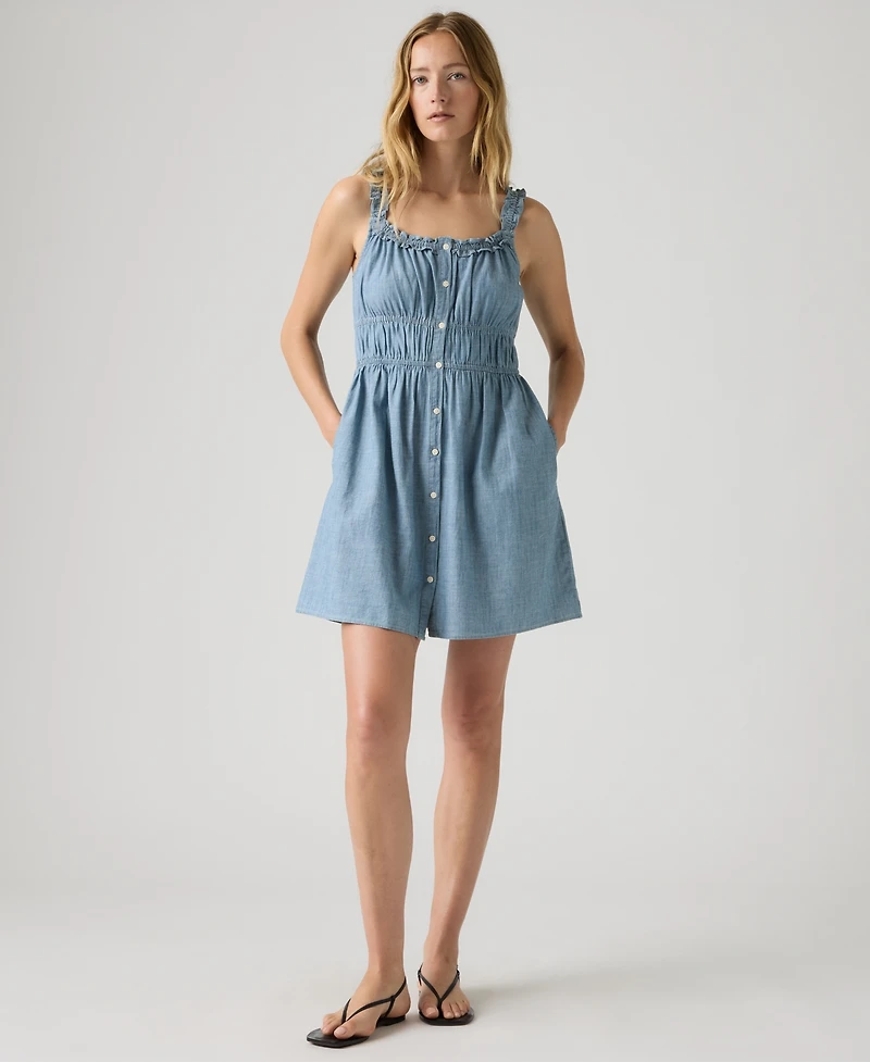 Levi's Women's Vera Waisted Square Neck Cotton Mini Dress