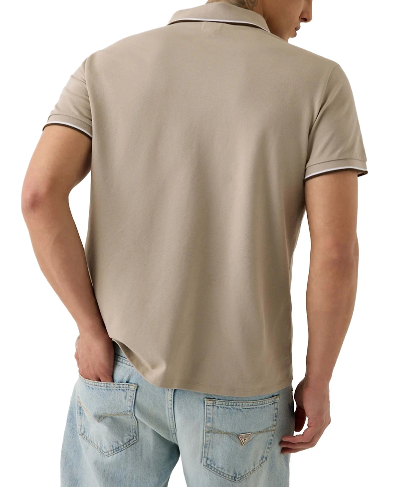 Guess Men's Pique Cuff Short-Sleeve Polo Shirt