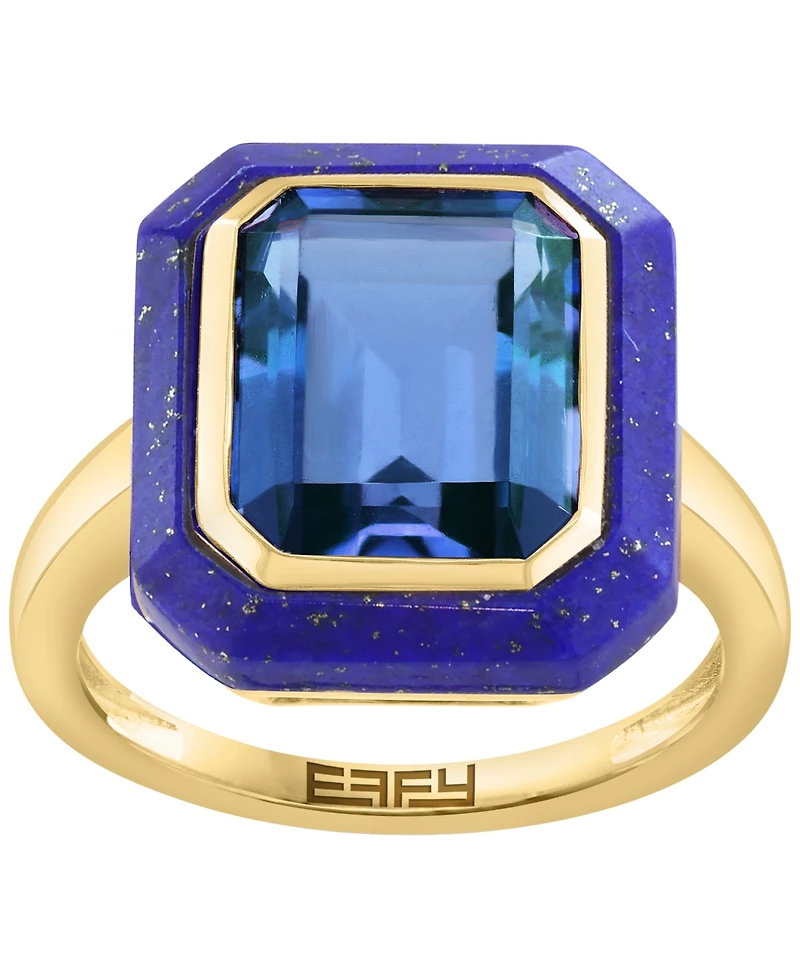 Effy Collection London Blue Topaz (4-1/4 ct. t.w.) & Lapis Lazuli (2-3/8 ct. t.w.) Ring in Gold Over Sterling Silver