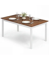 Slickblue Kitchen Dinner Table Rectangular with Rubber Wood Legs