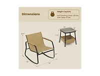 Boyel Living 3 Piece Rocking Bistro Chairs and Side Table Set with Storage Bag