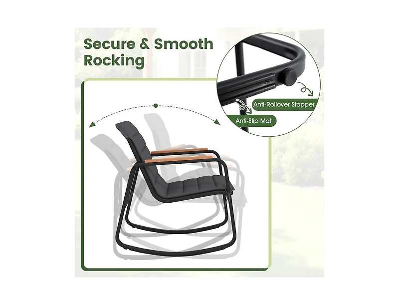 Boyel Living 3 Piece Outdoor Rocking Bistro Set Porch Rocker Chairs