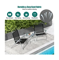 Boyel Living 3 Pieces Patio Folding Chair Set Outdoor Metal Conversation Set