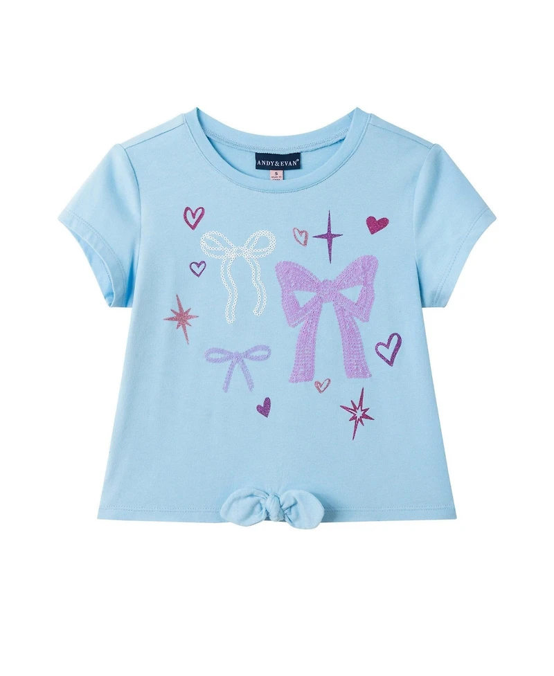 Andy & Evan Toddler (2T-6X) Ombre Tie Front Tee and Tutu Skirt Set