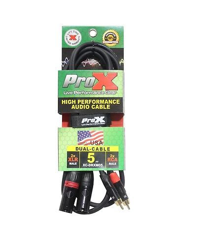 ProX Xc-DRXM05 5' Dual Rca-m to Dual XLR3-m Unbalanced High Performance Audio Cable