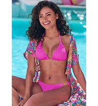 Lascana Women's Ribbed Triangle Bikini Swimsuit Top Bra Sizing
