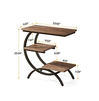Slickblue C Shaped End Table with 3 Tier Storage for Small Spaces