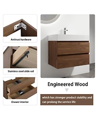 Sillysis Inch Wall Mounted Bathroom Vanity with Resin Sink, Soft Close Drawers