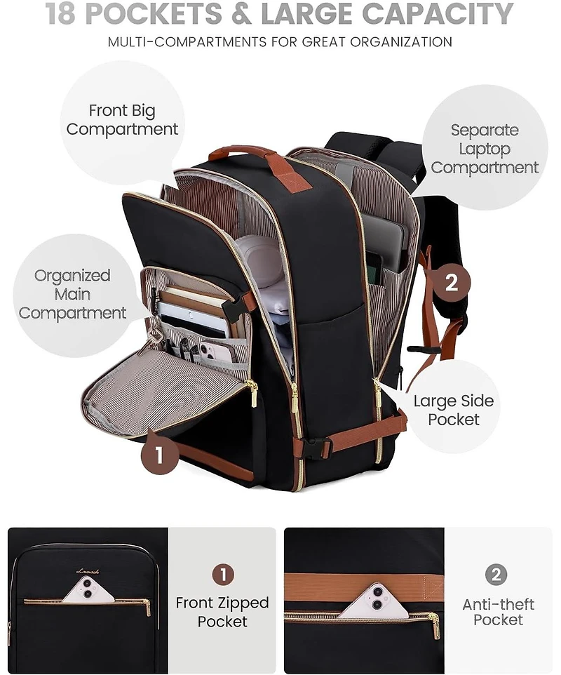 Lovevook 40L Travel Backpack for Women and Men, Airline Approved Carry On Luggage with 3 Packing Cubes, Tsa Overnight Bags