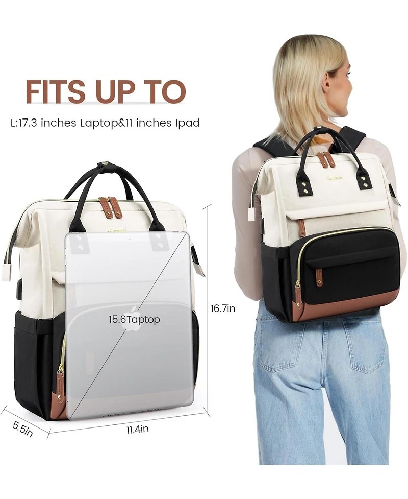 Lovevook Laptop Backpack for Women, 15.6 Inch Work Business Backpacks Purse With Large Capacity, Waterproof Nurse Bag College Bookbag