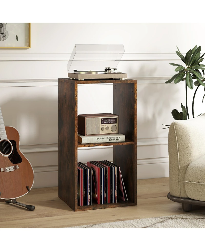 Gymax 2PCS 2-Cube Bookcase w/ Anti-tip Kit 2-Tier Open Back Bookshelf for Bedroom
