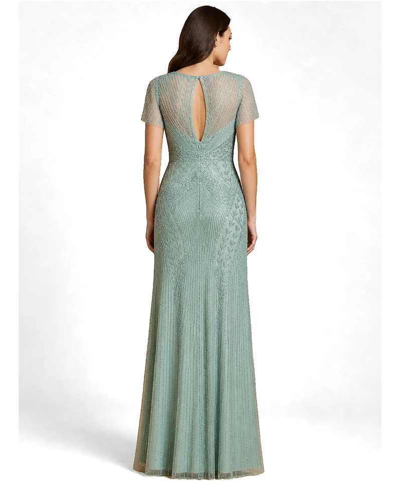Lara Women's Beaded Flutter Sleeve Gown