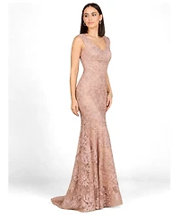 Lara Women's Sleeveless Mermaid Lace Embroidered Gown