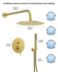 Everstrein Pressure Balance Shower System with 10" Rainfall Faucet and Handheld Spray
