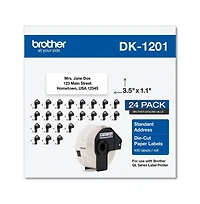 Brother DK120124PK 1.1 in. x 3.5 in. Die-Cut Address Labels - (24/Pack)