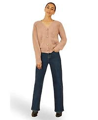 Yumi Women's Floral Embroidered Relaxed Fit Cardigan