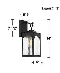 Possini Euro Design Tyne Modern Outdoor Wall Light Fixture Matte Black 16inch Clear Seedy Glass for Post Exterior Barn Deck House Porch Yard