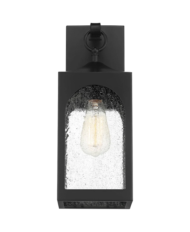 Possini Euro Design Tyne Modern Outdoor Wall Light Fixture Matte Black 16inch Clear Seedy Glass for Post Exterior Barn Deck House Porch Yard