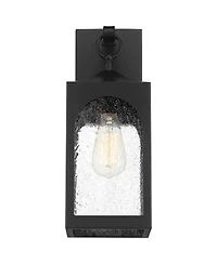 Possini Euro Design Tyne Modern Outdoor Wall Light Fixture Matte Black 16inch Clear Seedy Glass for Post Exterior Barn Deck House Porch Yard
