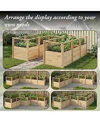 Homsee Seven Grid Solid Wood Outdoor Garden Bed, Planting Box