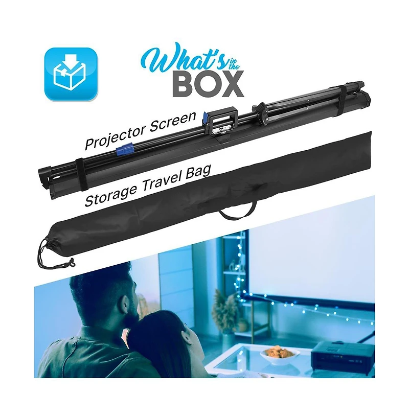 Pyle Universal 60-Inch Tripod Screen - Floor Standing Portable Fold-Out Roll-Up Tripod Manual Projector Screen