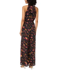 Vince Camuto Women's Printed Halter Neck Smocked-Waist Jumpsuit