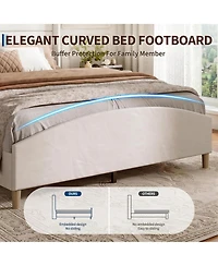 gaomon Modern Queen Size Upholstered Platform Bed Frame with Tall Wingback Headboard