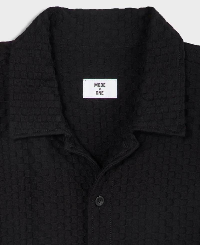 Mode of One Men's Boxy-Fit Basketweave Textured Short-Sleeve Shirt, Macy's Exclusive