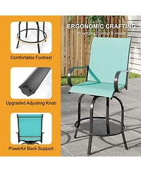 gaomon All-Weather Textilene Fabric Outdoor Swivel Bar Stools - Bar Height Chairs with High Back and Armrest, 360 Degrees Swivel for Patio and Deck