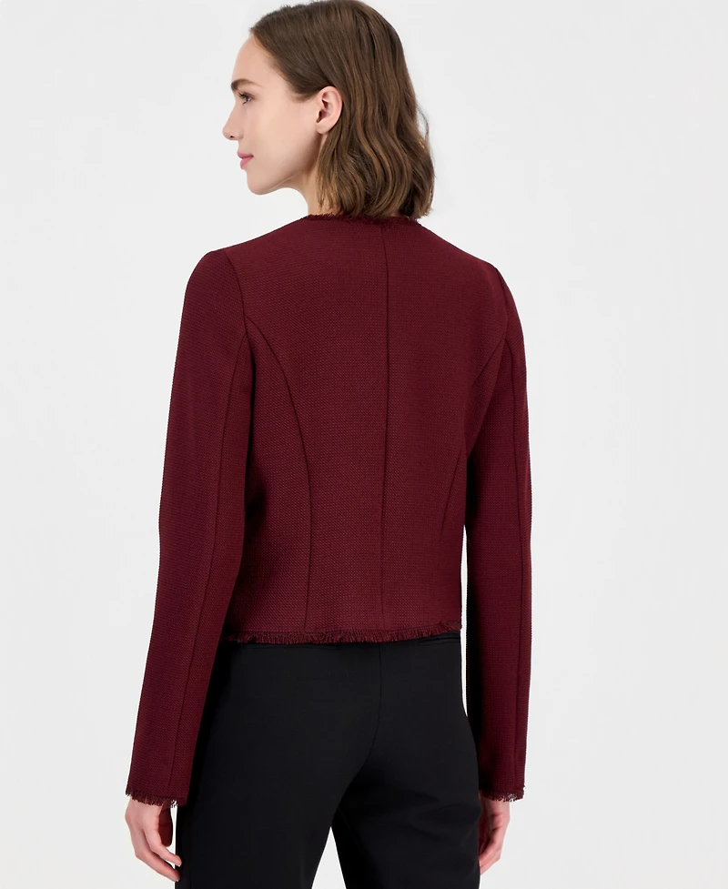 Emme Marella Women's Emmfilm Textured Stretch-Knit Fringe-Trim Jacket