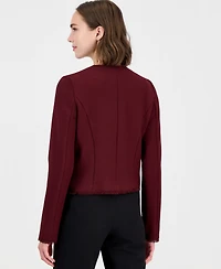 Emme Marella Women's Emmfilm Textured Stretch-Knit Fringe-Trim Jacket
